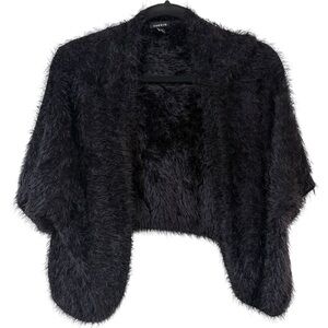 Torrid Black Fuzzy cropped shrug bolero sweater plus size 3 (est. 3X) open front